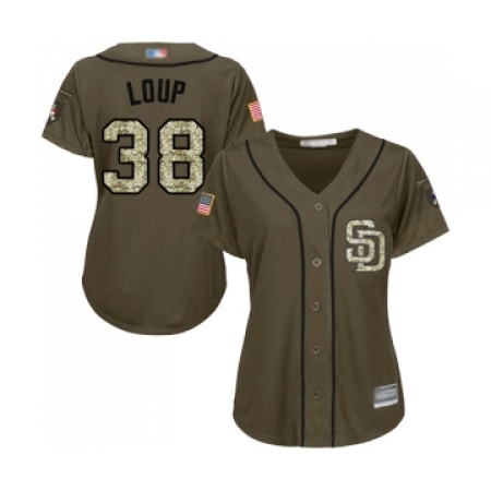 Women's San Diego Padres #38 Aaron Loup Authentic Green Salute to Service Cool Base Baseball Jersey