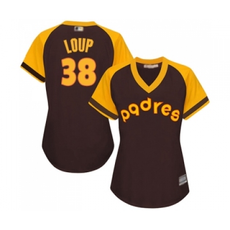 Women's San Diego Padres #38 Aaron Loup Replica Brown Alternate Cooperstown Cool Base Baseball Jersey