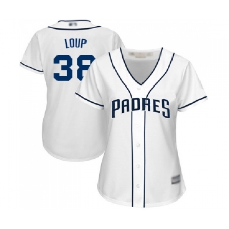 Women's San Diego Padres #38 Aaron Loup Replica White Home Cool Base Baseball Jersey