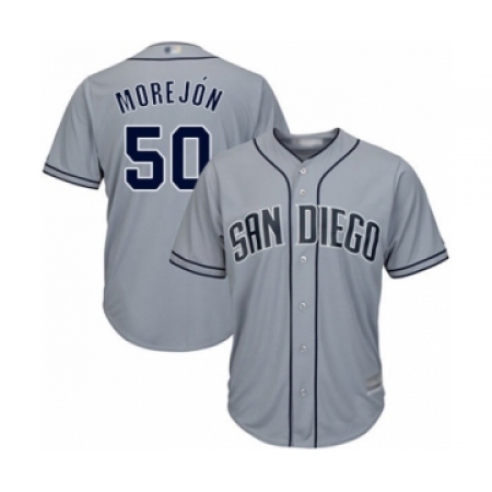 Men's San Diego Padres #50 Adrian Morejon Authentic Grey Road Cool Base Baseball Player Jersey