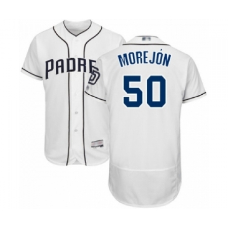 Men's San Diego Padres #50 Adrian Morejon White Home Flex Base Authentic Collection Baseball Player Jersey