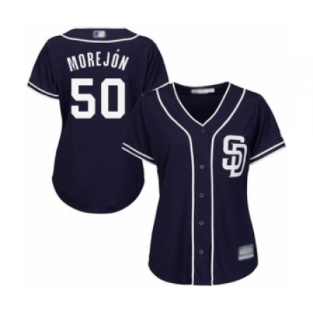 Women's San Diego Padres #50 Adrian Morejon Authentic Navy Blue Alternate 1 Cool Base Baseball Player Jersey