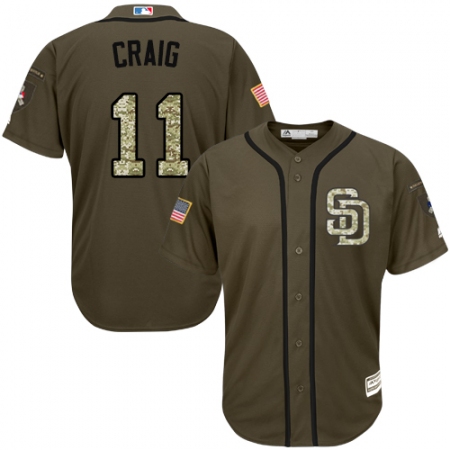 Men's Majestic San Diego Padres #11 Allen Craig Replica Green Salute to Service MLB Jersey