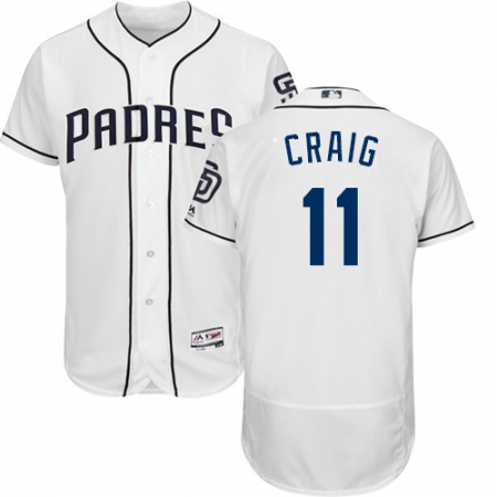 Men's Majestic San Diego Padres #11 Allen Craig White Home Flex Base Authentic Collection MLB Jersey