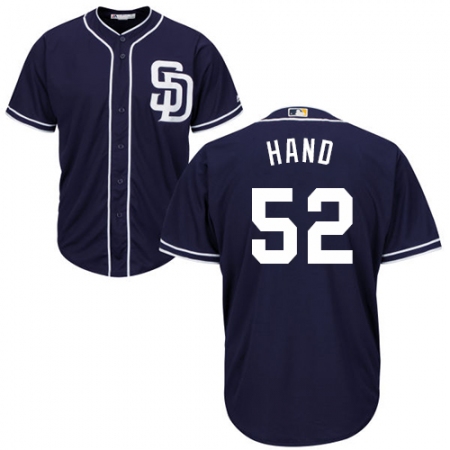 Youth Majestic San Diego Padres #52 Brad Hand Authentic Navy Blue Alternate 1 Cool Base MLB Jersey