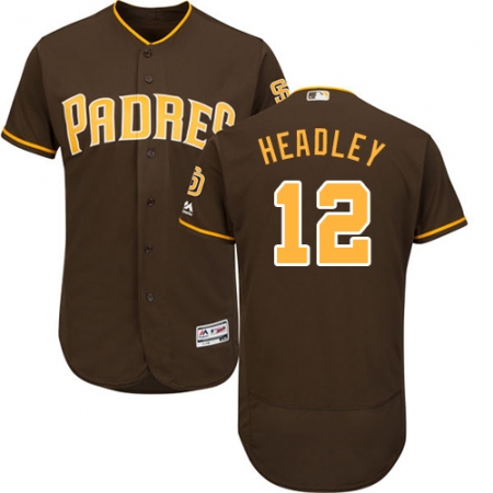Men's Majestic San Diego Padres #12 Chase Headley Brown Alternate Flex Base Authentic Collection MLB Jersey