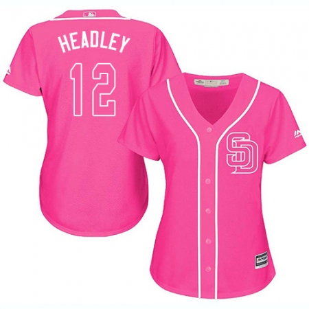 Women's Majestic San Diego Padres #12 Chase Headley Authentic Pink Fashion Cool Base MLB Jersey