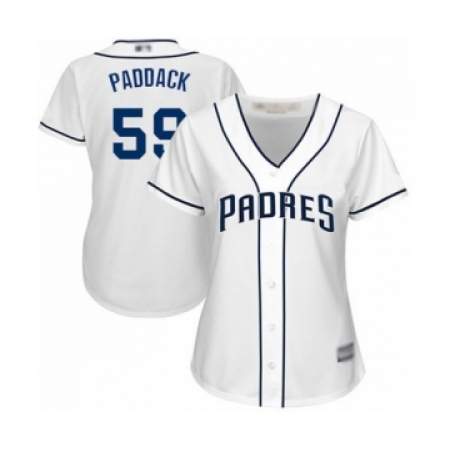Women's San Diego Padres #59 Chris Paddack Authentic White Home Cool Base Baseball Player Jersey
