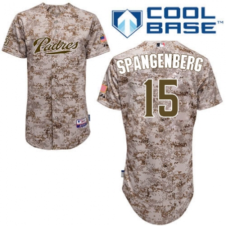 Men's Majestic San Diego Padres #15 Cory Spangenberg Replica Camo Alternate 2 Cool Base MLB Jersey