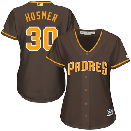 Women's Majestic San Diego Padres #30 Eric Hosmer Authentic Brown Alternate Cool Base MLB Jersey