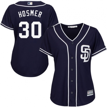Women's Majestic San Diego Padres #30 Eric Hosmer Replica Navy Blue Alternate 1 Cool Base MLB Jersey