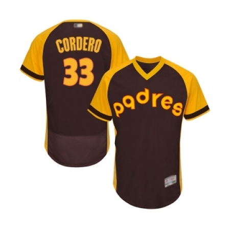 Men's San Diego Padres #33 Franchy Cordero Brown Alternate Cooperstown Authentic Collection Flex Base Baseball Jersey