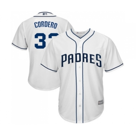 Men's San Diego Padres #33 Franchy Cordero Replica White Home Cool Base Baseball Jersey