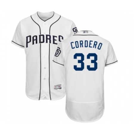 Men's San Diego Padres #33 Franchy Cordero White Home Flex Base Authentic Collection Baseball Jersey