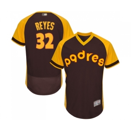 Men's San Diego Padres #32 Franmil Reyes Brown Alternate Cooperstown Authentic Collection Flex Base Baseball Jersey