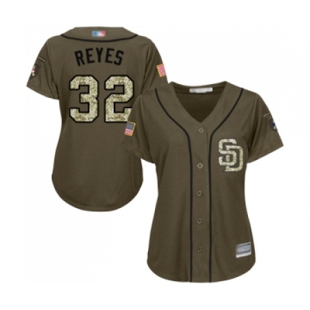 Women's San Diego Padres #32 Franmil Reyes Authentic Green Salute to Service Cool Base Baseball Jersey