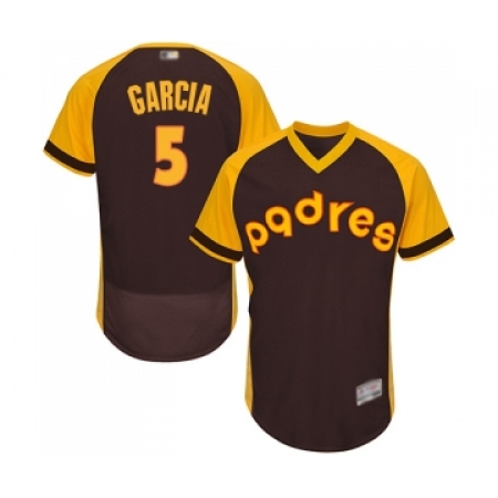 Men's San Diego Padres #5 Greg Garcia Brown Alternate Cooperstown Authentic Collection Flex Base Baseball Jersey