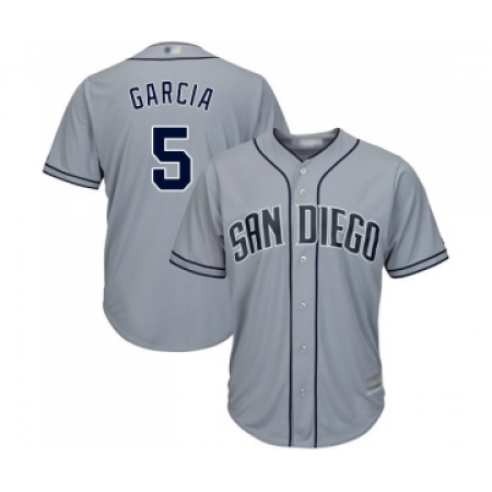 Men's San Diego Padres #5 Greg Garcia Replica Grey Road Cool Base Baseball Jersey