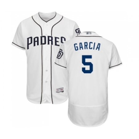 Men's San Diego Padres #5 Greg Garcia White Home Flex Base Authentic Collection Baseball Jersey