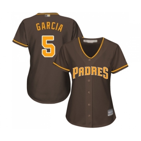 Women's San Diego Padres #5 Greg Garcia Replica Brown Alternate Cool Base Baseball Jersey