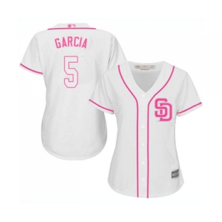 Women's San Diego Padres #5 Greg Garcia Replica White Fashion Cool Base Baseball Jersey