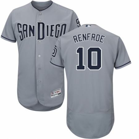 Men's Majestic San Diego Padres #10 Hunter Renfroe Authentic Grey Road Cool Base MLB Jersey