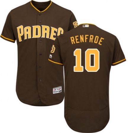 Men's Majestic San Diego Padres #10 Hunter Renfroe Brown Alternate Flex Base Authentic Collection MLB Jersey