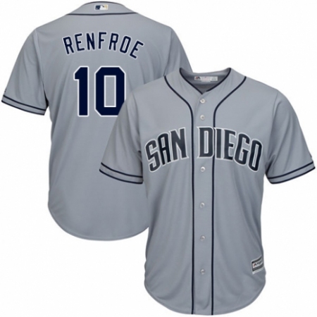 Men's Majestic San Diego Padres #10 Hunter Renfroe Replica Grey Road Cool Base MLB Jersey