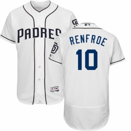 Men's Majestic San Diego Padres #10 Hunter Renfroe White Home Flex Base Authentic Collection MLB Jersey
