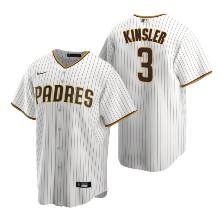 Men's Nike San Diego Padres #3 Ian Kinsler White Brown Home Stitched Baseball Jersey