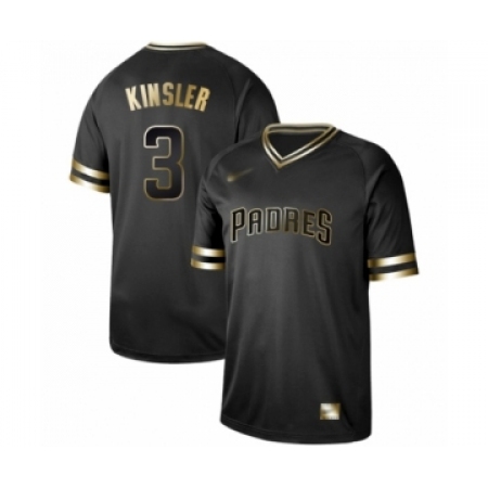 Men's San Diego Padres #3 Ian Kinsler Authentic Black Gold Fashion Baseball Jersey