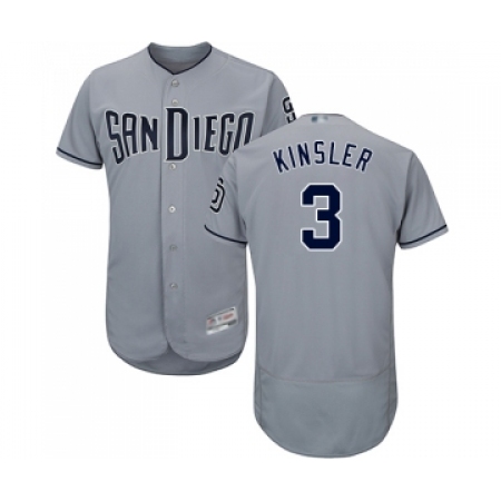 Men's San Diego Padres #3 Ian Kinsler Authentic Grey Road Cool Base Baseball Jersey