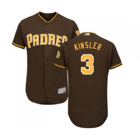 Men's San Diego Padres #3 Ian Kinsler Brown Alternate Flex Base Authentic Collection Baseball Jersey