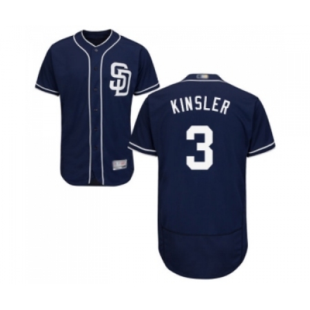 Men's San Diego Padres #3 Ian Kinsler Navy Blue Alternate Flex Base Authentic Collection Baseball Jersey