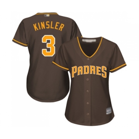 Women's San Diego Padres #3 Ian Kinsler Replica Brown Alternate Cool Base Baseball Jersey