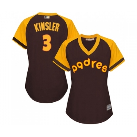 Women's San Diego Padres #3 Ian Kinsler Replica Brown Alternate Cooperstown Cool Base Baseball Jersey