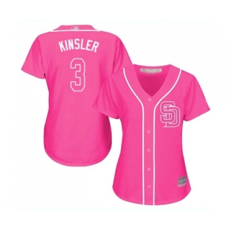 Women's San Diego Padres #3 Ian Kinsler Replica Pink Fashion Cool Base Baseball Jersey