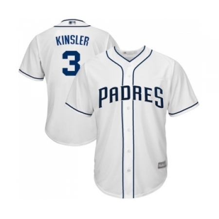Youth San Diego Padres #3 Ian Kinsler Replica White Home Cool Base Baseball Jersey