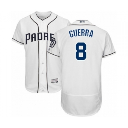 Men's San Diego Padres #8 Javy Guerra White Home Flex Base Authentic Collection Baseball Player Jersey