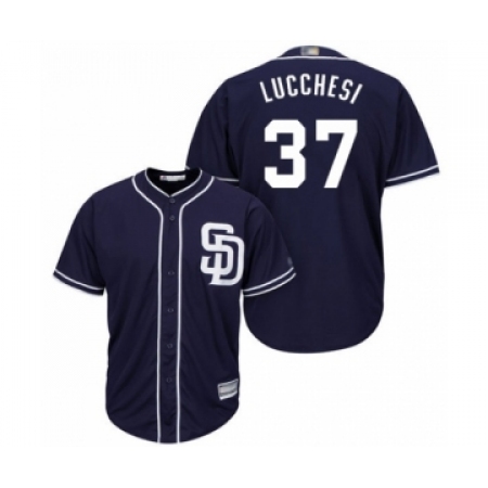 Youth San Diego Padres #37 Joey Lucchesi Authentic Navy Blue Alternate 1 Cool Base Baseball Player Jersey