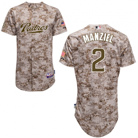 Men's Majestic San Diego Padres #2 Johnny Manziel Authentic Camo Alternate 2 Cool Base MLB Jersey