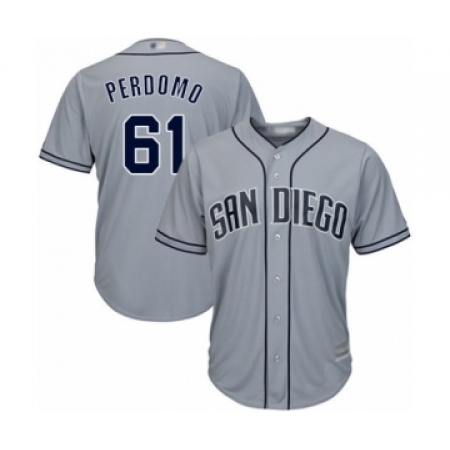 Men's San Diego Padres #61 Luis Perdomo Authentic Grey Road Cool Base Baseball Player Jersey