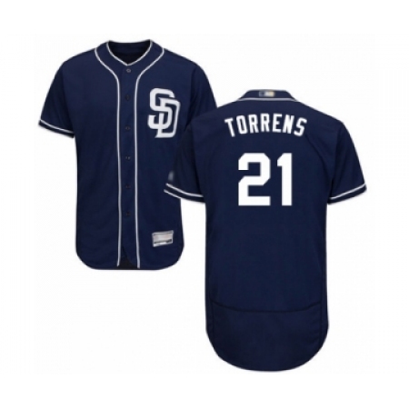 Men's San Diego Padres #21 Luis Torrens Navy Blue Alternate Flex Base Authentic Collection Baseball Player Jersey