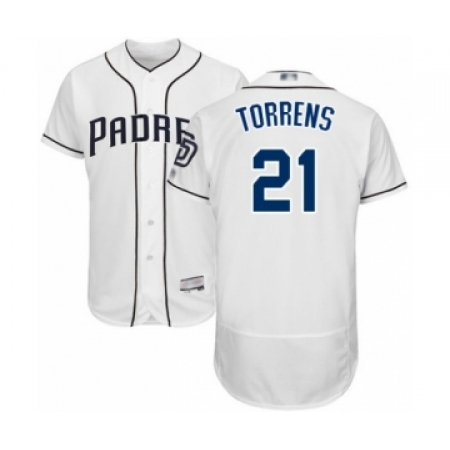 Men's San Diego Padres #21 Luis Torrens White Home Flex Base Authentic Collection Baseball Player Jersey