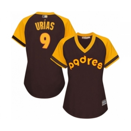 Women's San Diego Padres #9 Luis Urias Authentic Brown Alternate Cooperstown Cool Base Baseball Player Jersey