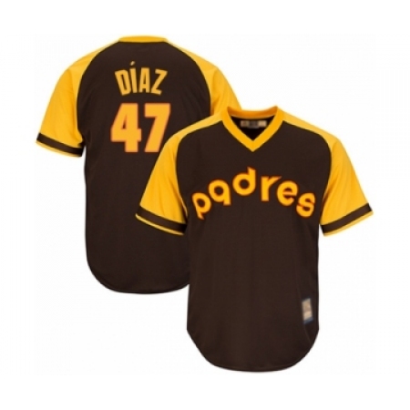 Youth San Diego Padres #47 Miguel Diaz Authentic Brown Alternate Cooperstown Cool Base Baseball Player Jersey