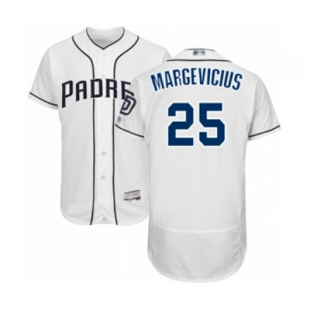 Men's San Diego Padres #25 Nick Margevicius White Home Flex Base Authentic Collection Baseball Player Jersey