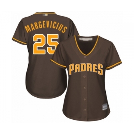 Women's San Diego Padres #25 Nick Margevicius Authentic Brown Alternate Cool Base Baseball Player Jersey