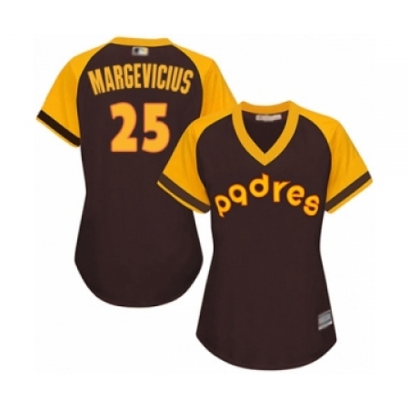 Women's San Diego Padres #25 Nick Margevicius Authentic Brown Alternate Cooperstown Cool Base Baseball Player Jersey