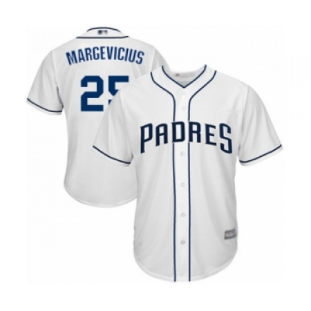 Youth San Diego Padres #25 Nick Margevicius Authentic White Home Cool Base Baseball Player Jersey